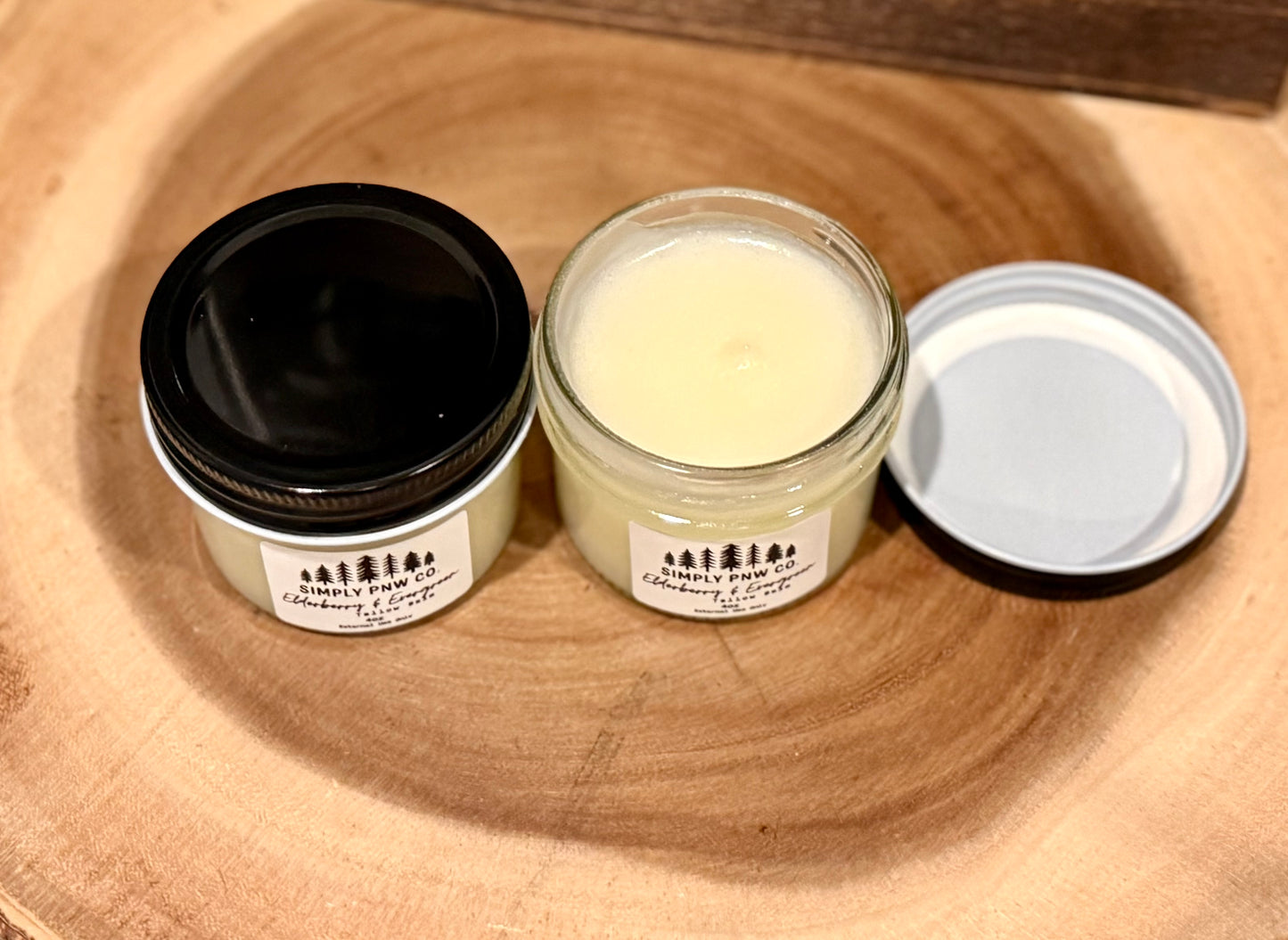 Elderberry & Evergreen Tallow Balm – Nourishing Grass-Fed Tallow Moisturizer with Sweet Almond & Jojoba Oils (4oz)