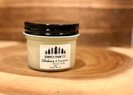 Elderberry & Evergreen Tallow Balm – Nourishing Grass-Fed Tallow Moisturizer with Sweet Almond & Jojoba Oils (4oz)