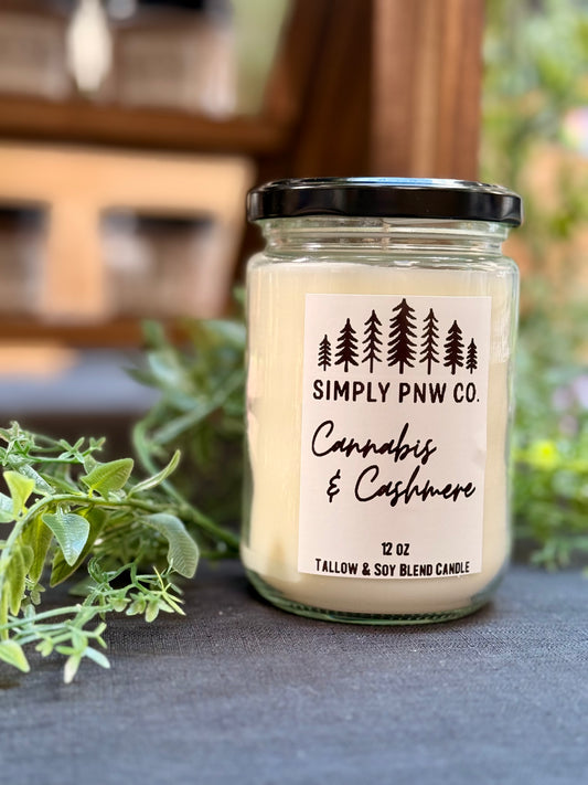 12oz Cannabis & Cashmere Candle - Soy & Tallow Blend
