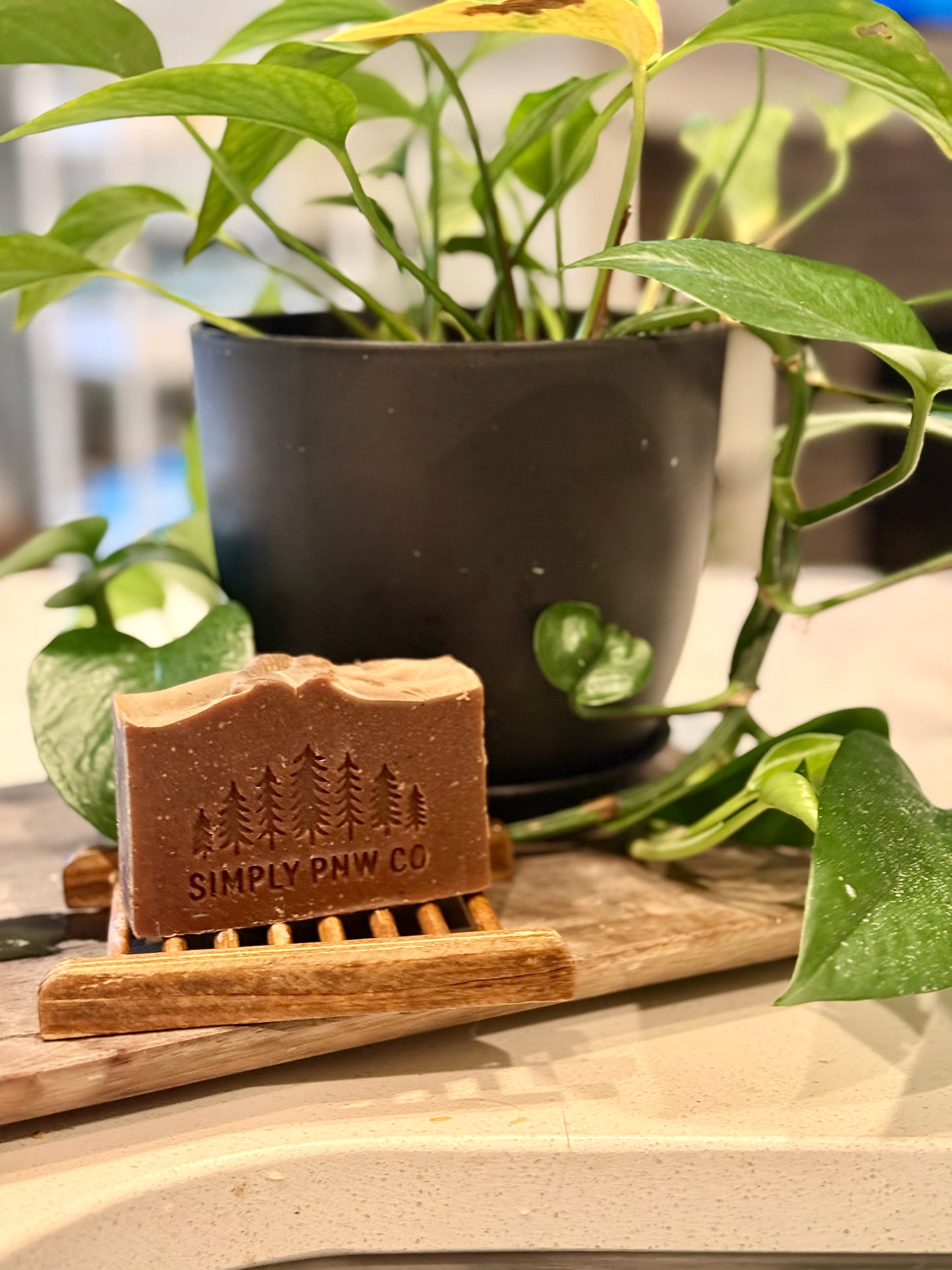 PNW Morning Grind Tallow Bar Soap – Espresso Scented Coffee Exfoliating Soap with Grass-Fed Tallow & Walnut Shell