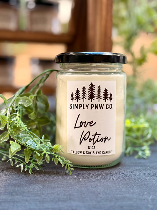 12oz Love Potion Candle - Soy & Tallow Blend