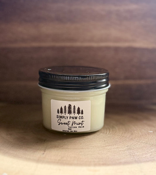 Sweet Mint Tallow Balm – Deep Moisturizing Grass-Fed Tallow Balm with Sweet Almond & Jojoba Oils + Non-Greasy Finish (4oz)