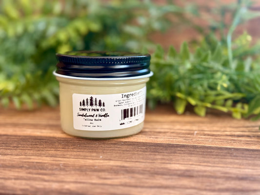 Sandalwood & Vanilla Tallow Balm – Deeply Moisturizing Natural Balm for Soft, Radiant Skin
